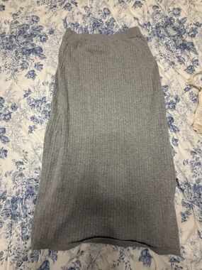 Free People Gray Ribbed Knit Midi Skirt